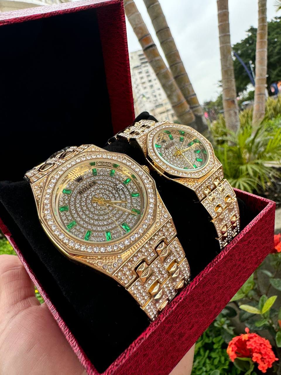 💎✨⌚ SET ROLEX PAREJA DIAMANTADO – BRILLO QUE CONECTA ❤️👫