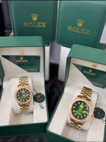 💎❤️⌚ ROLEX DAY-DATE PAREJA CON PIEDRAS – ELEGANCIA QUE UNE ✨👫
