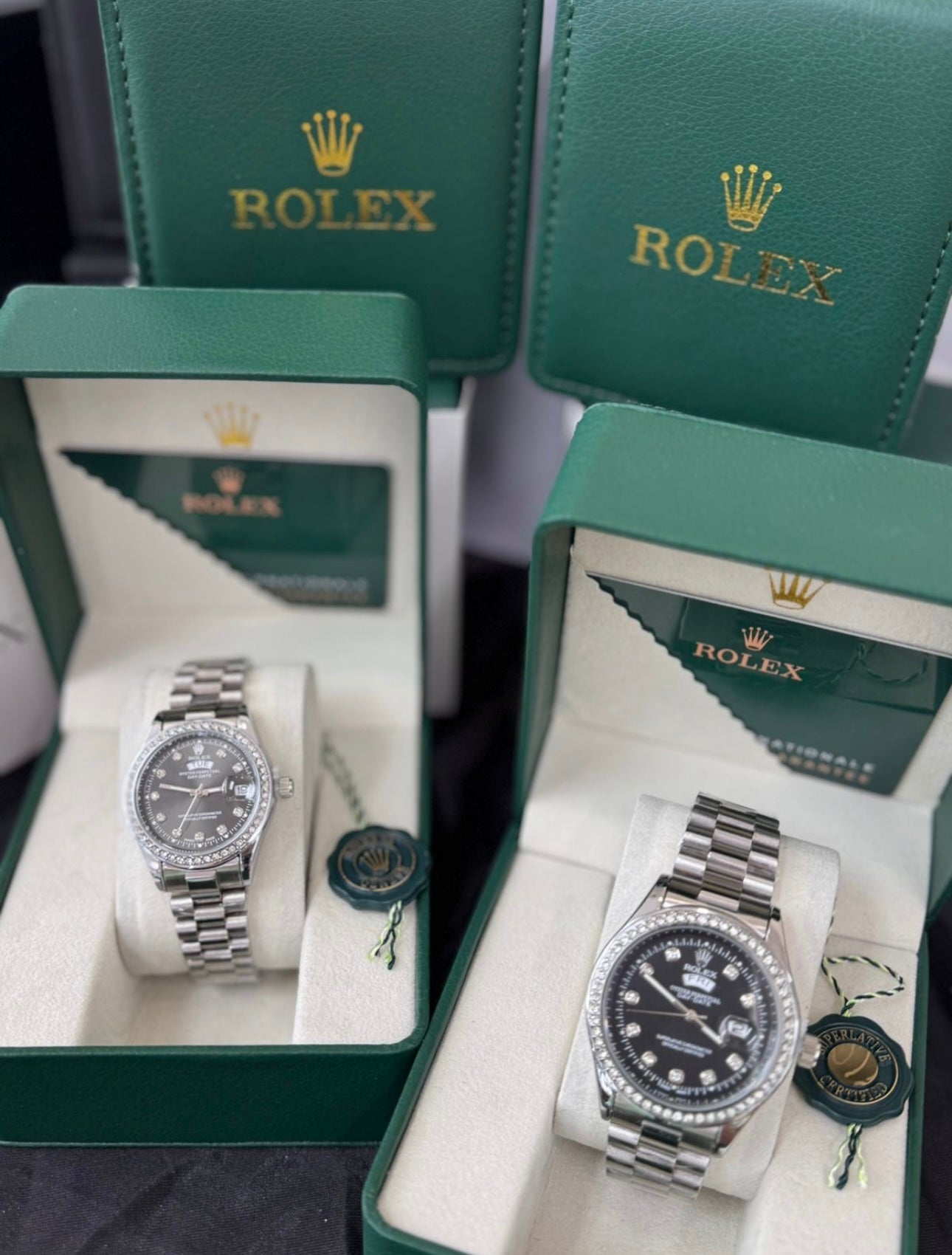 💎❤️⌚ ROLEX DAY-DATE PAREJA CON PIEDRAS – ELEGANCIA QUE UNE ✨👫