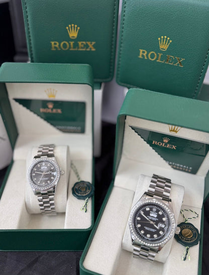💎❤️⌚ ROLEX DAY-DATE PAREJA CON PIEDRAS – ELEGANCIA QUE UNE ✨👫