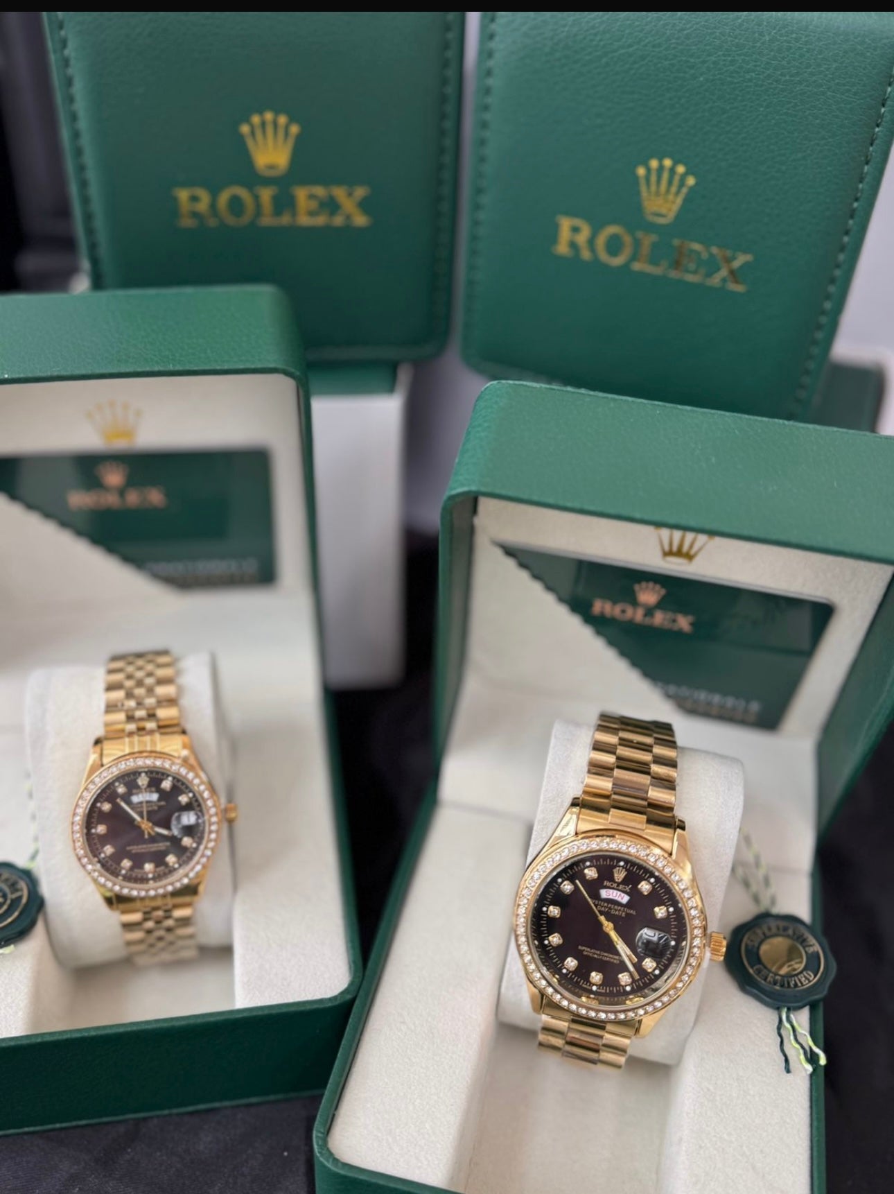 💎❤️⌚ ROLEX DAY-DATE PAREJA CON PIEDRAS – ELEGANCIA QUE UNE ✨👫