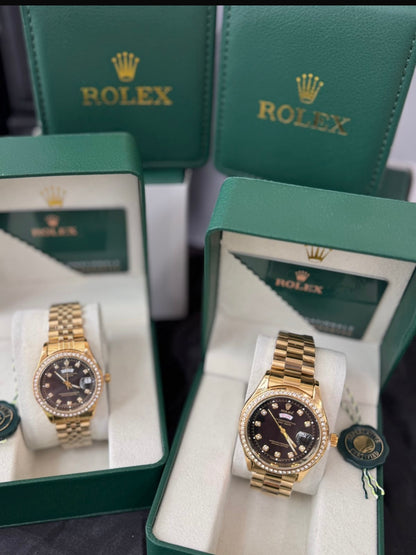 💎❤️⌚ ROLEX DAY-DATE PAREJA CON PIEDRAS – ELEGANCIA QUE UNE ✨👫