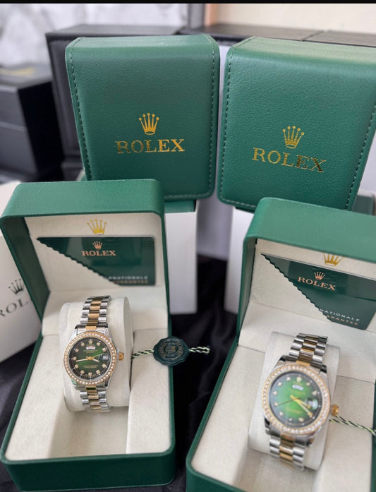 💎❤️⌚ ROLEX DAY-DATE PAREJA CON PIEDRAS – ELEGANCIA QUE UNE ✨👫