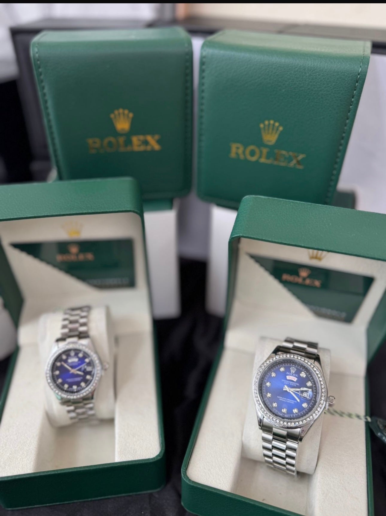 💎❤️⌚ ROLEX DAY-DATE PAREJA CON PIEDRAS – ELEGANCIA QUE UNE ✨👫