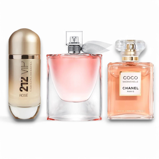 ✨ Edición Exclusiva: 3 Perfumes de Alta Gama por un Solo Precio (212 VIP Rosé-Coco Mademoiselle-La Vie Est Belle )