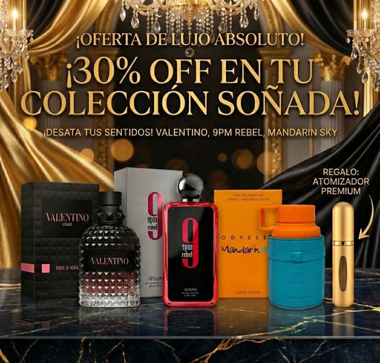 🔥✨ Combo Exclusivo: Valentino born in Roma + 9PM Rebel + Mandarin Sky  (100 ml) 🧴💥 + ¡Atomizador GRATIS incluido! 🎁💨